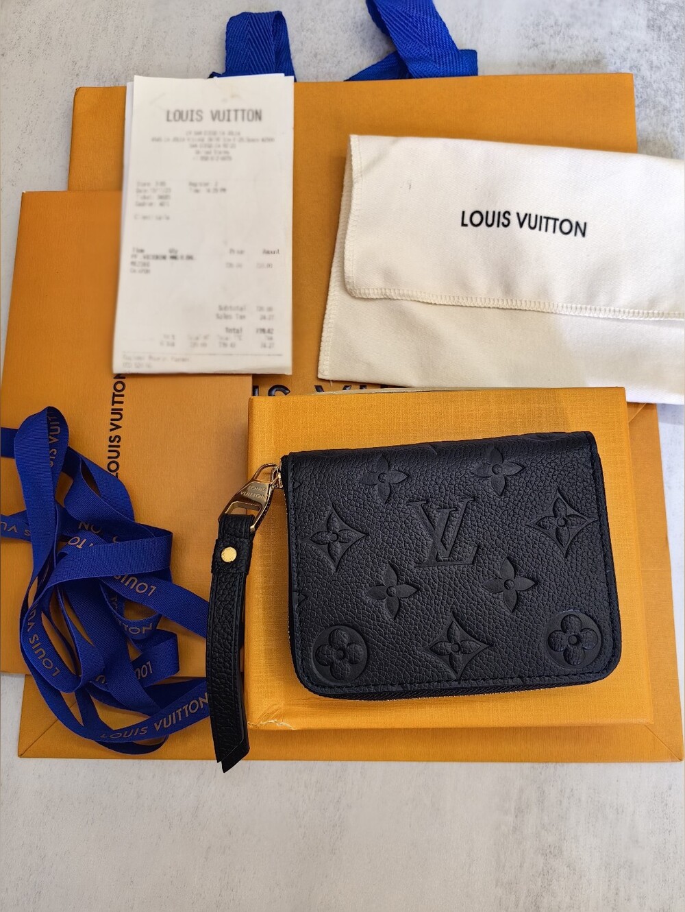 Louis Vuitton Black Embossed Monogram Leather Zippy Wallet